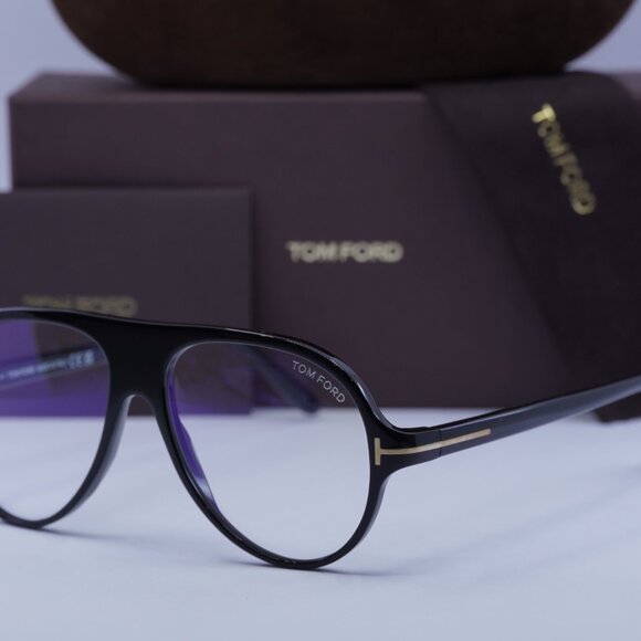 Tom Ford FT5012-B 001 Aviator Eyeglasses 53mm - Black/Blue Light Block - Picture 4 of 10